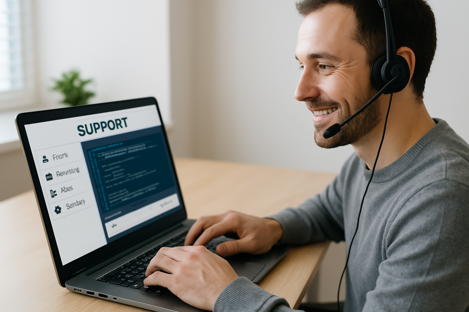 IT professional providing support over the shoulder